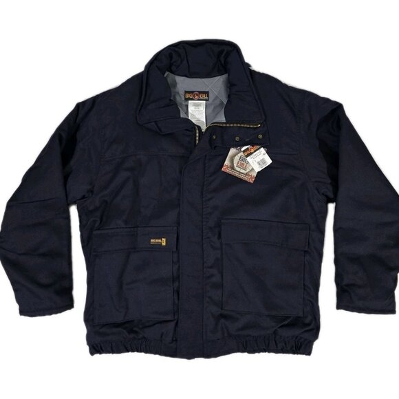 Big Bill FR Indura Ultra Soft Full Zip Doubler Bomber Jacket Navy Blue Men L NWT - Picture 2 of 9
